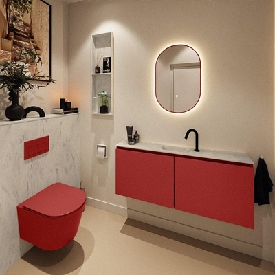 MONDIAZ TURE-DLUX Meuble de toilettes 120 cm Fire. EDEN lavabo Opalo position milieu. Avec 1 trou de robinet.