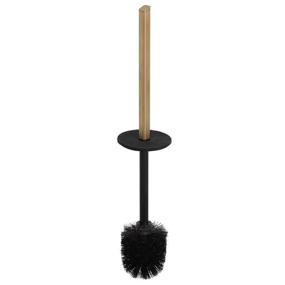 Geesa Shift Brosse de toilettes avec support Or brossé (couvercle et brosse noirs)