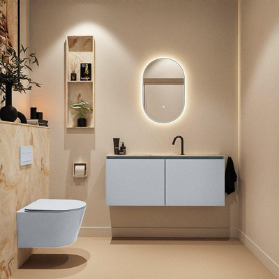 MONDIAZ TURE-DLUX Meuble de WC 120 cm Clay. Lavabo EDEN Frappe position milieu. Avec 1 trou de robinet.