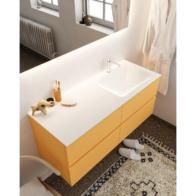 Mondiaz VICA ensemble de meuble de salle de bain - 120cm - meuble sous-vasque ocre 4 tiroirs - lavabo nuage droite - 1 trou de robinet - version XL 60cm haut