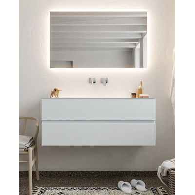 Mondiaz VICA ensemble de meuble de salle de bain - 120cm - meuble sous-vasque argile - 2 tiroirs - lavabo nuage milieu - sans trou de robinet - miroir LED - version XL 60cm haut