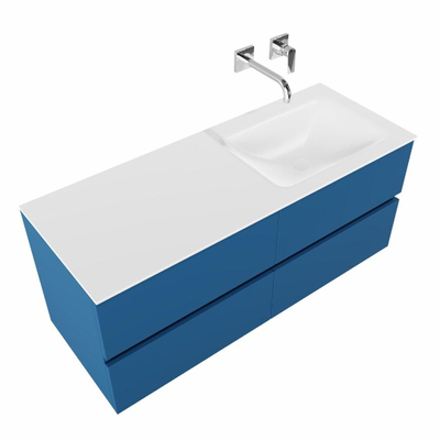 ENSEMBLE DE MEUBLE MONDIAZ VICA - 120cm - 4 tiroirs - lavabo Cloud à droite - 0 trous de robinet - solid surface jeans