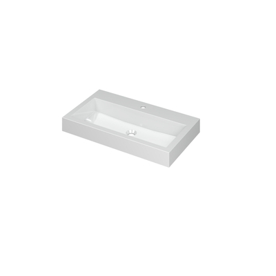 INK Momento wastafel - 80x45x9cm - 1 wasbak - 1 kraangat - polystone wit glans OUTLETSTORE