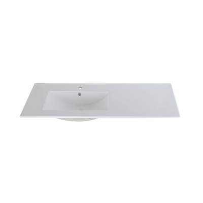 Saniclass Vygo Meubelwastafel - 121x2x46cm - overloop - 1 wasbak links - 1 kraangat - keramiek - glans wit