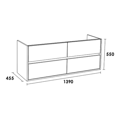 BRAUER Nexxt Meuble sous vasque 139x45.5x55cm 4 tiroirs 2 espaces siphon sans poignées MFC Almond