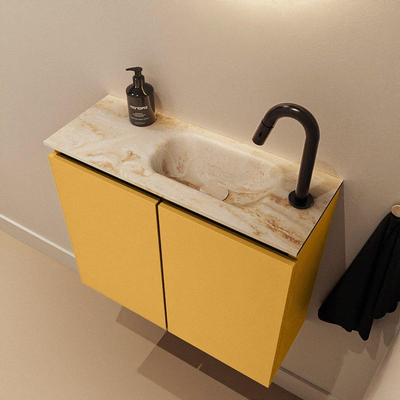 MONDIAZ TURE-DLUX 60cm toiletmeubel Ocher. EDEN wastafel Frappe positie rechts. Met 1 kraangat.