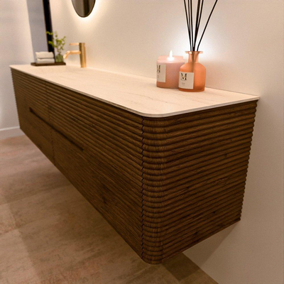 Mondiaz CIRO-DLUX Badkamermeubelset - 190x45x50cm - Solid surface wastafel Meli - 1 wasbak Links - 1 kraangat - 4 lades - Dusk