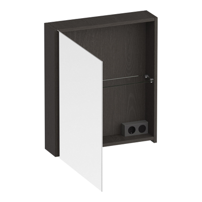 BRAUER Impress Armoire de toilette - 60x70x15cm - sans éclairage - avec 1 porte miroir double face à ouverture vers la gauche - Anthracite Bois