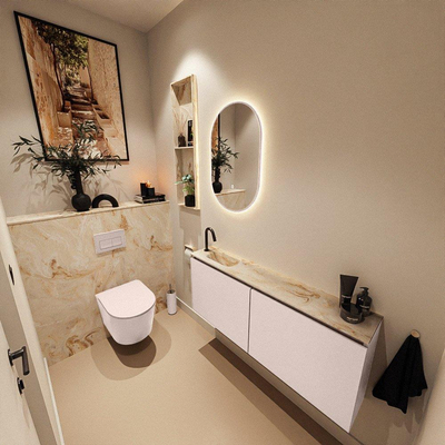 MONDIAZ TURE-DLUX 120cm toiletmeubel Rosee. EDEN wastafel Frappe positie links. Met 1 kraangat.