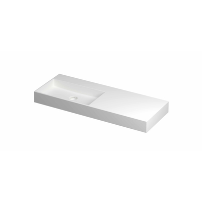 INK United wastafel - 120x45x11cm porselein links zonder kraangat incl. porseleinen click plug en verborgen overloop systeem - mat wit