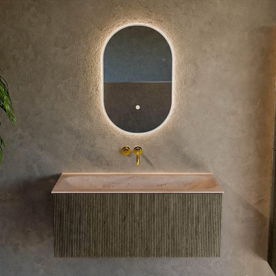 MONDIAZ KURVE-DLUX 100cm badmeubel kleur Shadow met 1 lade en 0 deuren. Wastafel BIG MEDIUM Midden zonder kraangat Saba.