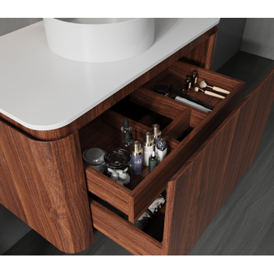 Saniclass Terra Meuble sous-lavabo - 80cm - 2 tiroirs - coins arrondis - châtaignier (noyer)