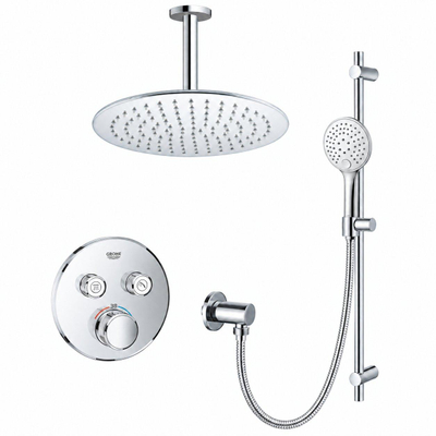 Grohe - Adema Rise regendoucheset – Ø30 cm hoofddouche – 20 cm plafondbuis – ronde handdouche – 2 functies – chroom
