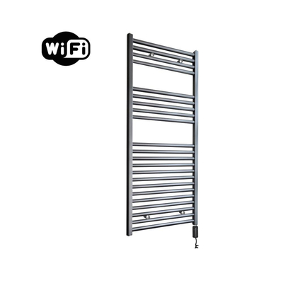 Sanicare HVW Elektrische Radiator - 111.8x60cm - 730W - wifi - thermostaat - zwart - rechtsonder - gunmetal (antraciet)