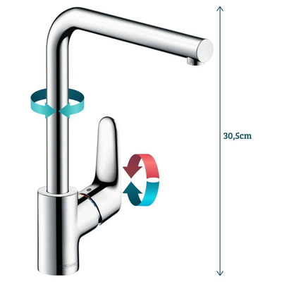Hansgrohe Focus m41 Eengreeps keukenmengkraan - 280 - hoogglans chroom