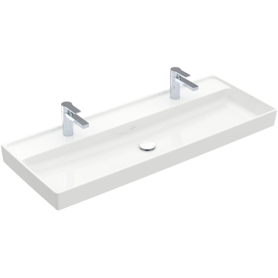 Villeroy & Boch Collaro lavabo meuble - 120x47cm - sans trop-plein avec 2 trous de robinet blanc