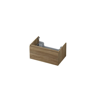 INK Wastafelonderkast - 70x45x35cm - 1 lade - greeploos - met houten keerlijst - MFC - Zuiver eiken