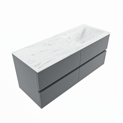 Mondiaz VICA-DLUX ensemble de meuble de salle de bain - 120cm - meuble sous-vasque plata - 4 tiroirs - lavabo encastrée cloud droite - sans trous de robinet - version haute de 60cm - opalo