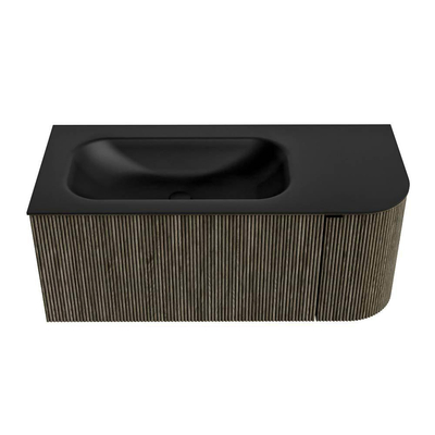 Mondiaz KURVE Badkamermeubelset - 105x46x40cm - 1 lade - 1 deur - wastafel solid surface - links - zonder kraangat - Shadow