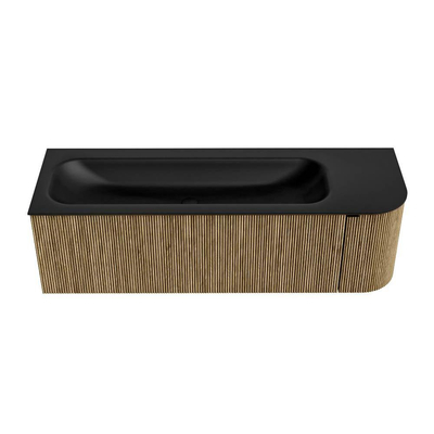 Mondiaz KURVE Ensemble meuble de salle de bains - 145x46x40cm - 1 tiroir - 1 porte - lavabo solid surface - gauche - 2 trous de robinet - Dusk
