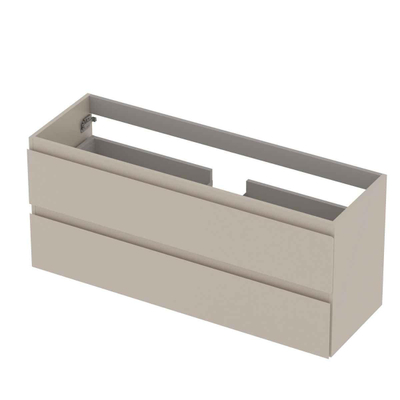 INK Wastafelonderkast - 120x40x52cm - 2 lades - greeploos - MDF lak - Mat kasjmier grijs