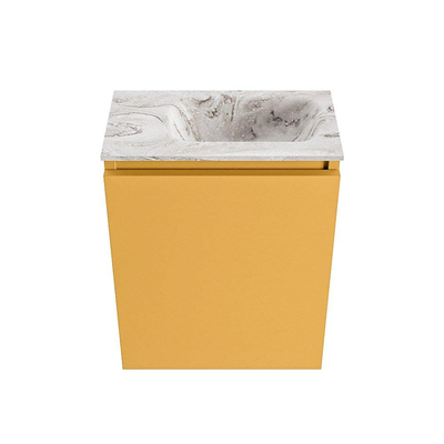 MONDIAZ TURE-DLUX 40cm toiletmeubel Ocher. EDEN wastafel Glace positie rechts. Zonder kraangat.