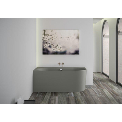 PliegerKansashoekbad acryl met waterinlaat links155x80x60cmmet poten | met af- en overloopgarnituur chroomcementgrijs