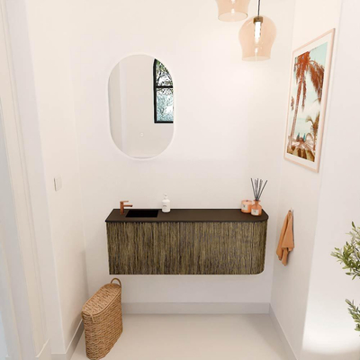 Mondiaz JOYA 111.6cm toiletmeubel - ronding rechts kleur Dusk - Wastafel FAYE positie Links 1 kraangat kleur Urban.