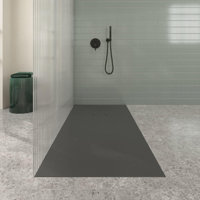Villeroy & Boch Ecora douchebak - 170x80x4.5cm - afvoer korte zijde - anthracite (antraciet)