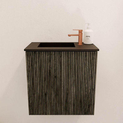Mondiaz JOYA 40cm toiletmeubel - kleur Shadow - Wastafel FAYE positie Links 1 kraangat kleur Urban.