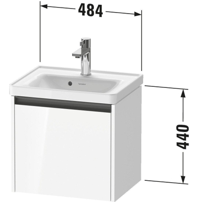 Duravit Ketho 2 meuble bas sous lavabo avec 1 tiroir 48.4x37.5x44cm avec poignée anthracite noyer foncé mat
