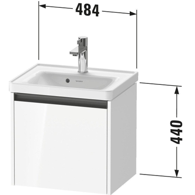Duravit ketho 2 meuble sous lavabo avec 1 tiroir 48.4x37.5x44cm avec poignée anthracite graphite mat