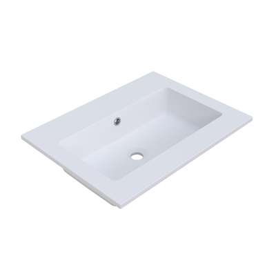 Arcqua Mira Inbouw Wastafel - 61x46x1.5cm - enkele wasbak - zonder kraangat - cast marble - mat wit