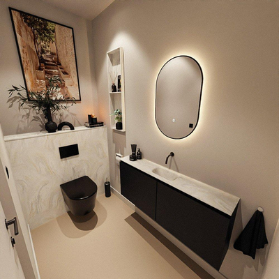 MONDIAZ TURE-DLUX 120cm meuble WC Urban. EDEN lavabo Ostra position milieu. Sans trou de robinet.