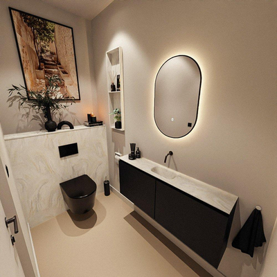 MONDIAZ TURE-DLUX Meuble toilette - 120cm - Urban - EDEN - vasque Ostra - position centrale - sans trou de robinet