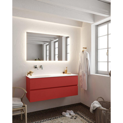 Mondiaz VICA ensemble de meuble de salle de bain - 120cm - meuble sous-vasque fire - 2 tiroirs - lavabo moon gauche - sans trou de robinet - miroir LED - version XL 60cm de haut