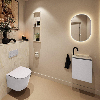 MONDIAZ TURE-DLUX Meuble toilette - 40cm - Cale - EDEN - vasque Ostra - position droite - 1 trou de robinet