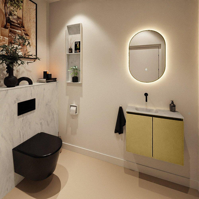 MONDIAZ TURE-DLUX Meuble toilette - 60cm - Oro - EDEN - vasque Opalo - position gauche - sans trou de robinet