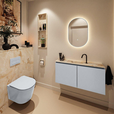 MONDIAZ TURE-DLUX Meuble de toilettes 100 cm Clay. EDEN lavabo Frappe position milieu. Avec 1 trou de robinet.