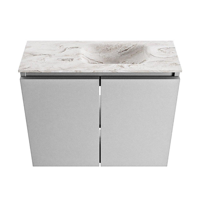 MONDIAZ TURE-DLUX 60cm toiletmeubel Plata. EDEN wastafel Glace positie rechts. Met 1 kraangat.
