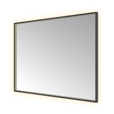Hotbath &MORE Spiegel - 100x80cm - directe en indirecte LED - color changing - spiegelverwarming - dimbaar - met afstandsbediening - PVD - geborsteld koper (zwart)
