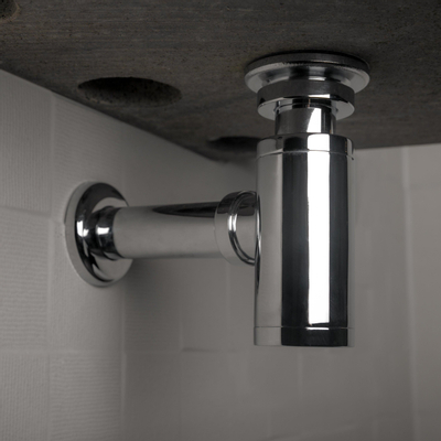 Differnz ensemble de lavabo - 38x24x8cm - Rectangulaire - 1 trou de robinet - Chromé - Pierre naturelle noire