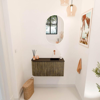 Mondiaz JOYA 81.6cm toiletmeubel - ronding links kleur Dusk - Wastafel FAYE positie Rechts Zonder kraangat kleur Urban.