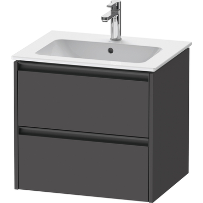 Duravit Ketho.2 Wastafelonderbouwkast - met 2 laden - 61x48x55cm - met grepen antraciet - grafiet mat