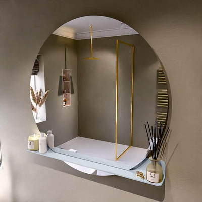 Mondiaz SPOT Badkamerspiegel - rond 120cm - spiegelplanchet - kleur Clay