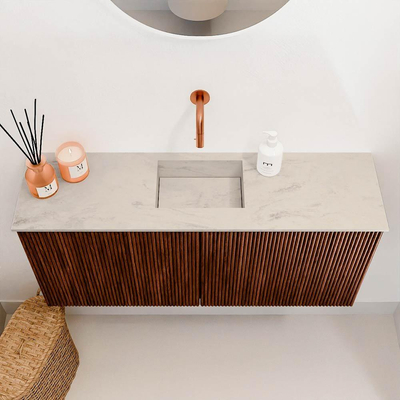 Mondiaz JOYA-DLUX 90cm meuble de toilette - couleur Ruby - Vasque FAYE position Milieu Sans trou de robinet couleur Opalo.