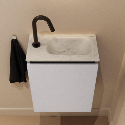 MONDIAZ TURE-DLUX 40cm toiletmeubel Cale. EDEN wastafel Opalo positie rechts. Met 1 kraangat.
