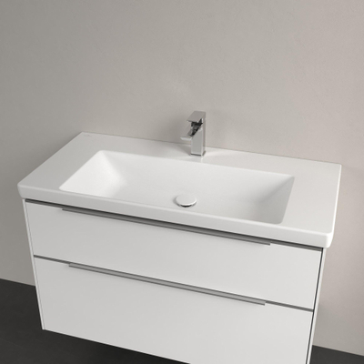 Villeroy & boch subway 3.0 lavabo de meuble 100x47x16,5cm rectangle 1 trou pour robinet sans trou de trop-plein pierre blanche mate céramique+