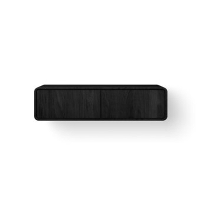 Looox Wooden Rounded – Meuble de salle de bains – 30 × 120 × 46 cm – 2 tiroirs – chêne noir