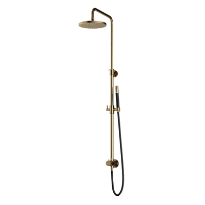 Hotbath Mate Colonne de douche pluie douche de tête 20cm et flexible 150cm avec douchette laiton poli